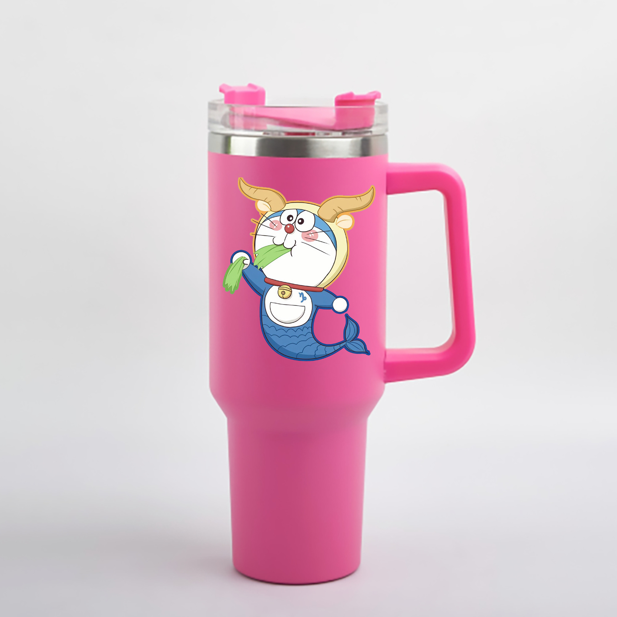 （画像用） ドラえもん Doraemon 1200mL車用タンブラー - クリスタルステッカー（プラスチックストロー付き）